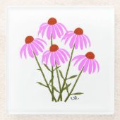 紫色のトウモロコシの花 ガラスコースター (正面)