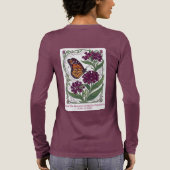 紫色のトウワタの花にとまるオオカナダモナカ トライブレンドＴシャツ (背面)