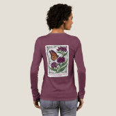 紫色のトウワタの花にとまるオオカナダモナカ トライブレンドＴシャツ (背面全体)