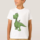 紫色のトゲを持つ緑の恐竜キャラクター Tシャツ (正面)