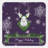 紫色のトナカイのシール スクエアシール (正面)