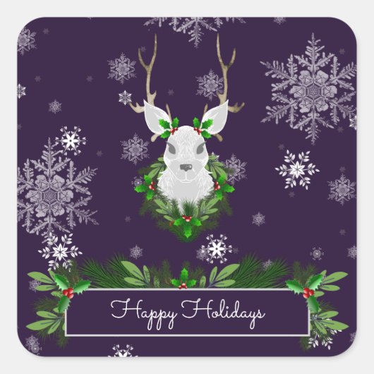 紫色のトナカイのシール スクエアシール (正面)