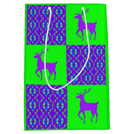 紫色のトナカイ ミディアムペーパーバッグ (正面)