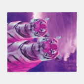 紫色のトラ フリースブランケット (正面(横))