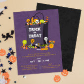 紫色のトリックまたはトリートキッズコスチュームパーティー招待状 招待状