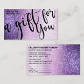 紫色のトリプルグリッターギフト証明書 名刺 (正面/裏面)