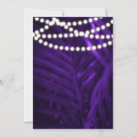 紫色のトロピカルパ葉ーム&ラ結婚イツ 招待状 (裏面)