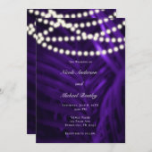紫色のトロピカルパ葉ーム&ラ結婚イツ 招待状 (正面/裏面)
