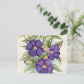 紫色のトロピカル絵を描フラワーの数々の- ポストカード (スタンド正面)