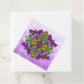 紫色のトンボと花曼荼羅手描き フェイバータグ (インサイチュ)