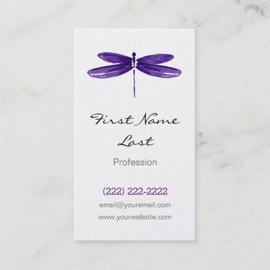 紫色のトンボの名刺|のドラゴンのはえカード 名刺 (正面)