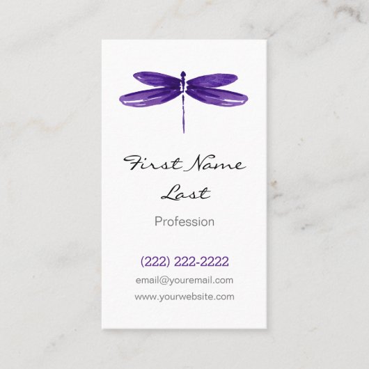 紫色のトンボの名刺|のドラゴンのはえカード 名刺 (正面)