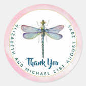 紫色のトンボの水の色のフローラ結婚の予算 ラウンドシール (正面)