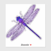 紫色のトンボの輪郭 シール (シート)
