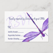 紫色のトンボRSVPエンクロージャカード アドバイスカード (正面)