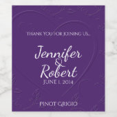 紫色のトーン1トーンのリンクハートワインラベル ワインラベル (シングルラベル)