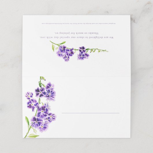 紫色のドゥランタ空の花の水の色のアート結婚 プレイスカード (外部開封)