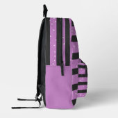 紫色のドットとストライプ プリントバックパック (左)