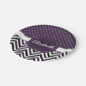 紫色のドットと山かっこ ペーパープレート (アングル)