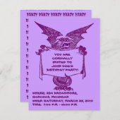 紫色のドラゴンの保有物のパーティーINVITATION-CUSTOMIZE 招待状 (正面/裏面)