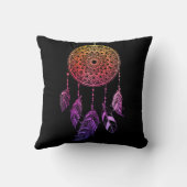 紫色のドリームキャッチャーの元の羽毛シンボル クッション (裏面)