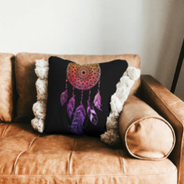 紫色のドリームキャッチャーの元の羽毛シンボル クッション