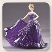 紫色のドレスを着たクリスタルガラスの王女 コースター (正面)
