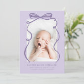 紫色のドードルボーフレーム誕生発表写真 案内状 (スタンド正面)