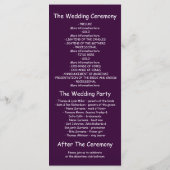 紫色のナイトライトウェディングプログラムカーお洒落ド プログラム (裏面)