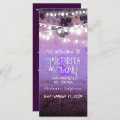 紫色のナイトライトウェディングプログラムカーお洒落ド プログラム (正面/裏面)
