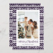 紫色のニットのセーター写真クリスマスカード シーズンカード (正面/裏面)