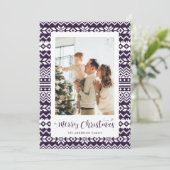 紫色のニットのセーター写真クリスマスカード シーズンカード (スタンド正面)