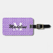 紫色のニット手荷物タグ+名前、モノグラム ラゲッジタグ (正面横)