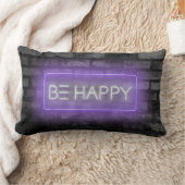 紫色のネオンの看板ランバー枕を幸せにする ランバークッション (ブランケット)