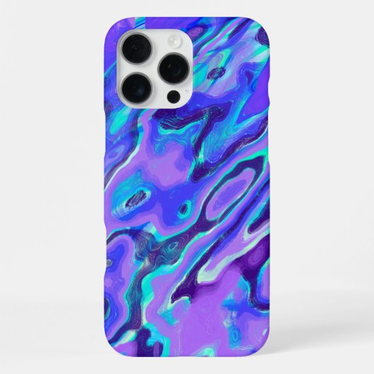 紫色のネオンマーブルテクスチャ抽象的なリキッドペイント iPhoneケース (裏面)