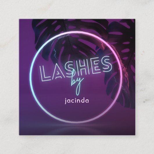 紫色のネオンラッシュビジネススクエアビジネスカード スクエア名刺 (正面)