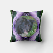 紫色のネギの花のフレーム独自の写真を作成 クッション (裏面)