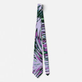 紫色のネックタイと抽象芸術グリーンパターン ネクタイ (正面)