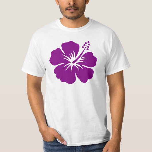 紫色のハイビスカスのアロハ花 Tシャツ (正面)