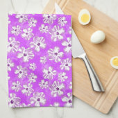 紫色のハイビスカスの花 キッチンタオル (四つ折り)