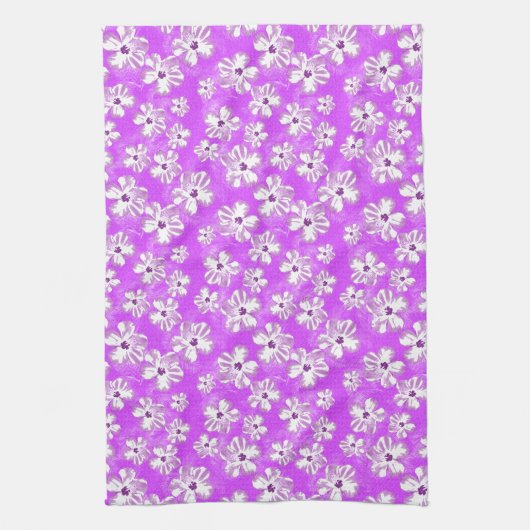 紫色のハイビスカスの花 キッチンタオル (縦)