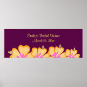 紫色のハイビスカスフラワーカスタマイズ可能バナー ポスター (正面)