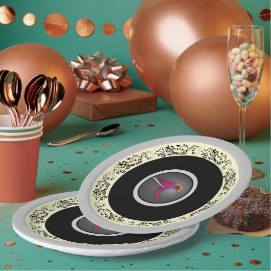 紫色のハチドリ ペーパープレート (複数)