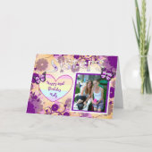 紫色のハッピーバースデーフォトカード(シスター用) カード (正面)
