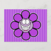 紫色のハッピーフラワースクリューボールグラフィックス ポストカード (正面)