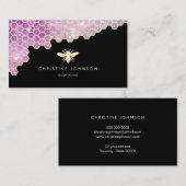 紫色のハニカムおよびフェイクグリッタービーのロゴ 名刺 (正面/裏面)