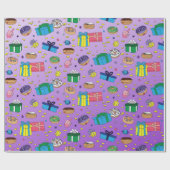 紫色のハヌカー模様 ラッピングペーパー (フラット)