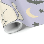 紫色のハロウィーンのスケルトン、魔女猫とカボチャ ラッピングペーパー (ロールコーナー)