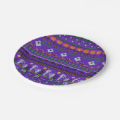 紫色のハローウィンパーティデコール、編み物パターンのオン ペーパープレート (アングル)