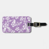 紫色のハワイのプリントの荷物のラベル ラゲッジタグ (正面横)